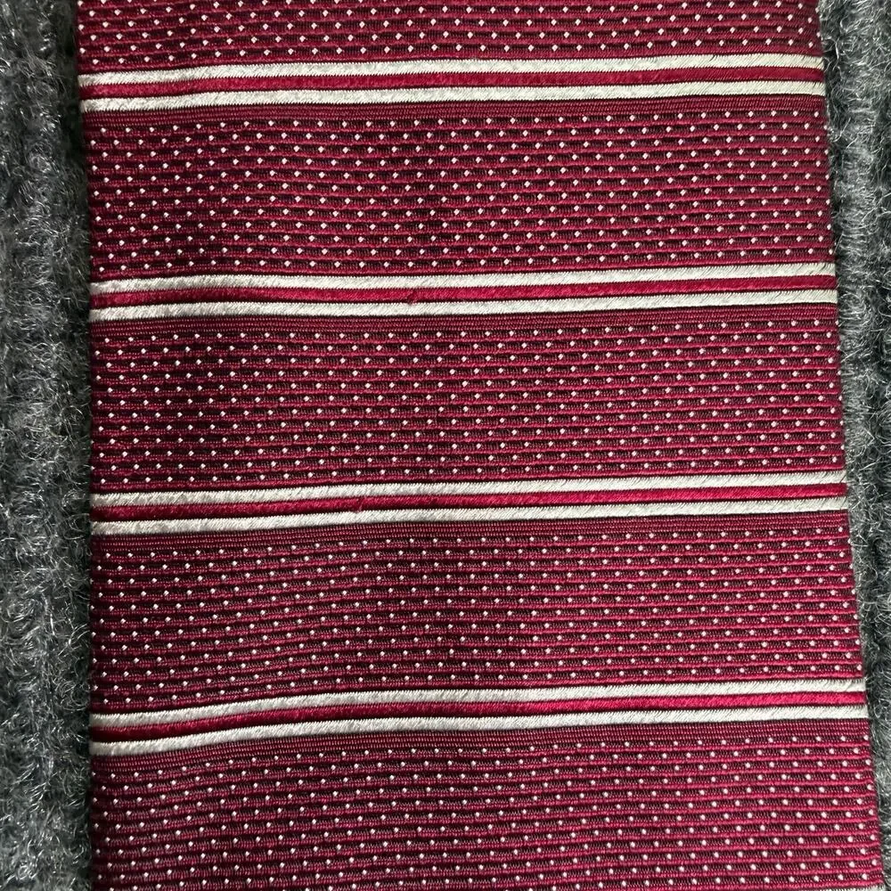 Bruno Piattelli Mens Tie 100% Italian Silk Burgundy Red Striped Necktie
